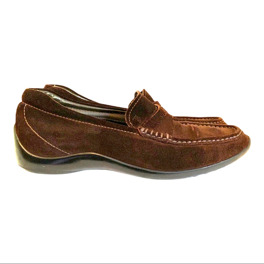 Tod’s Classic Gomma Brown Suede Penny in Chocolate Brown with Size 7